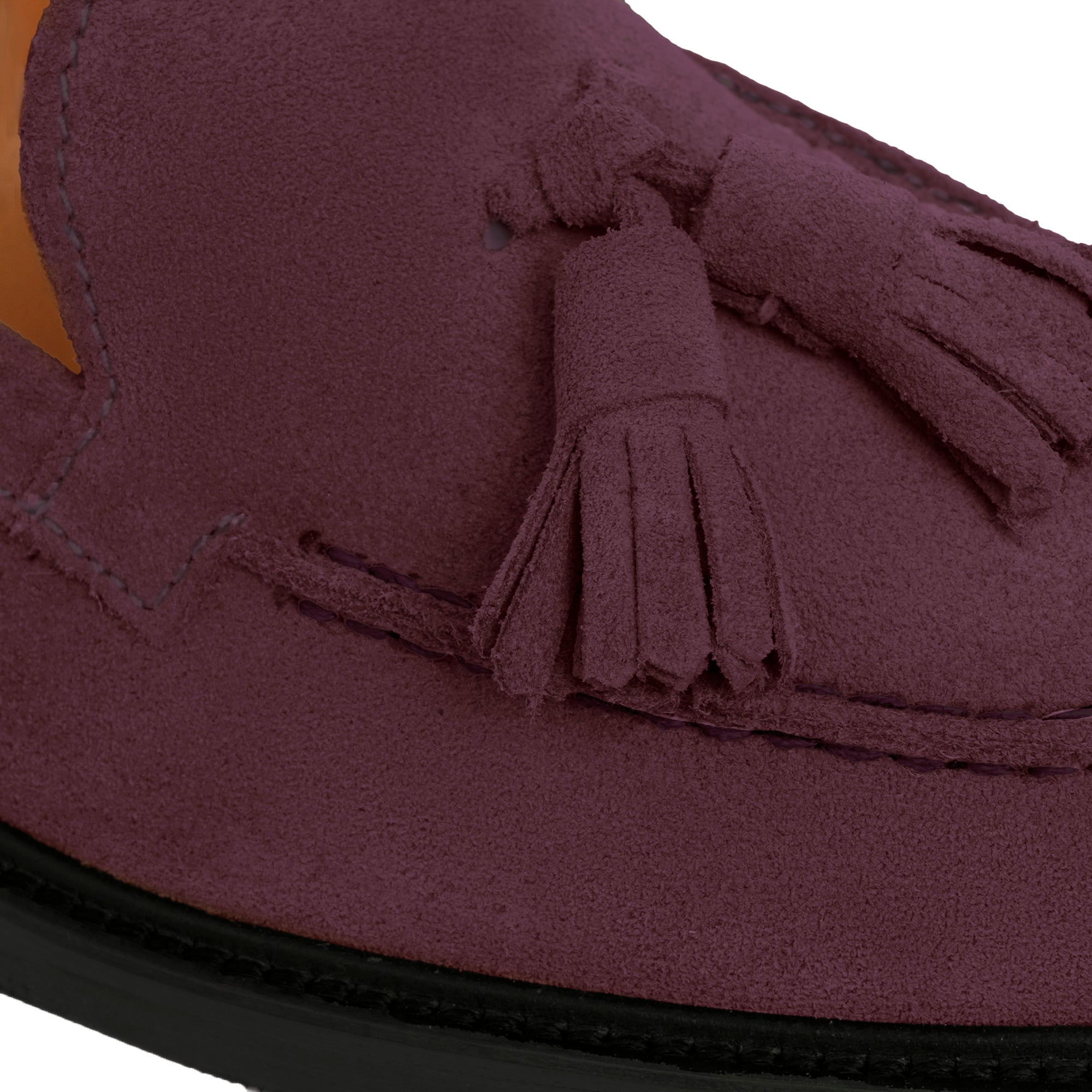 Damen-Mokassins aus Wildleder mit Schleife – Bordeaux