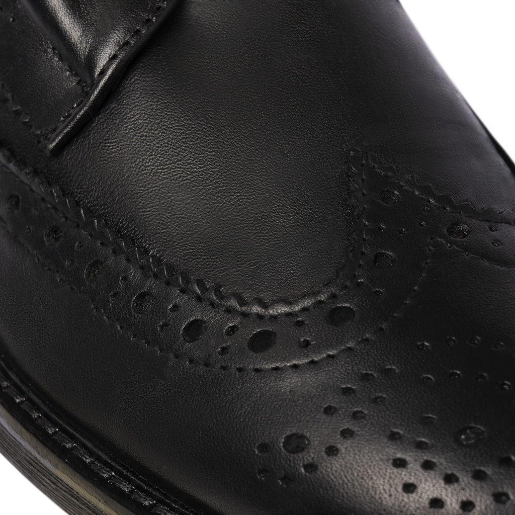 Verzierte Lederstiefeletten - Schwarz