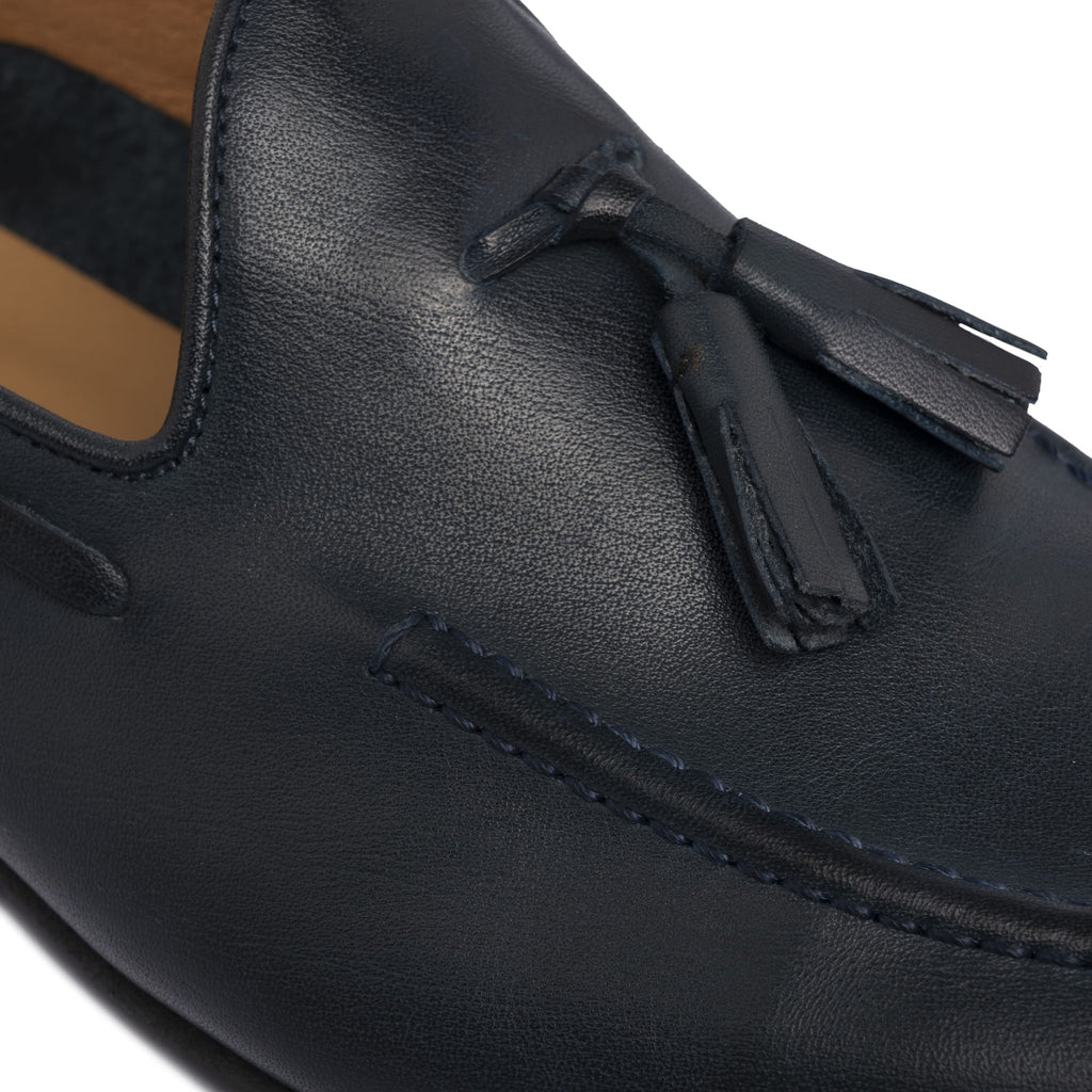 Mokassins mit Lederschleife - Blau