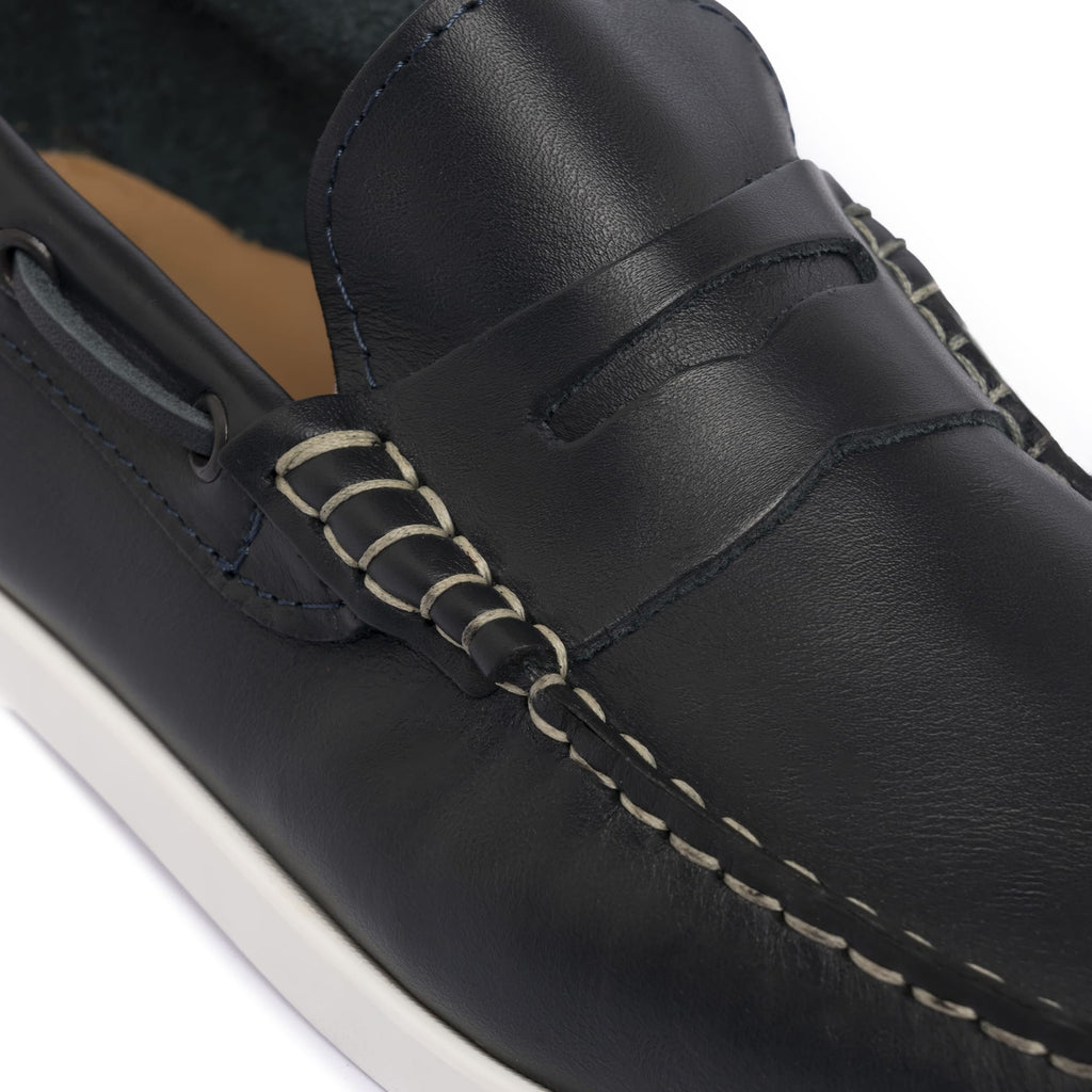 Blau 02 Leder Bootsschuhe mit Bendina
