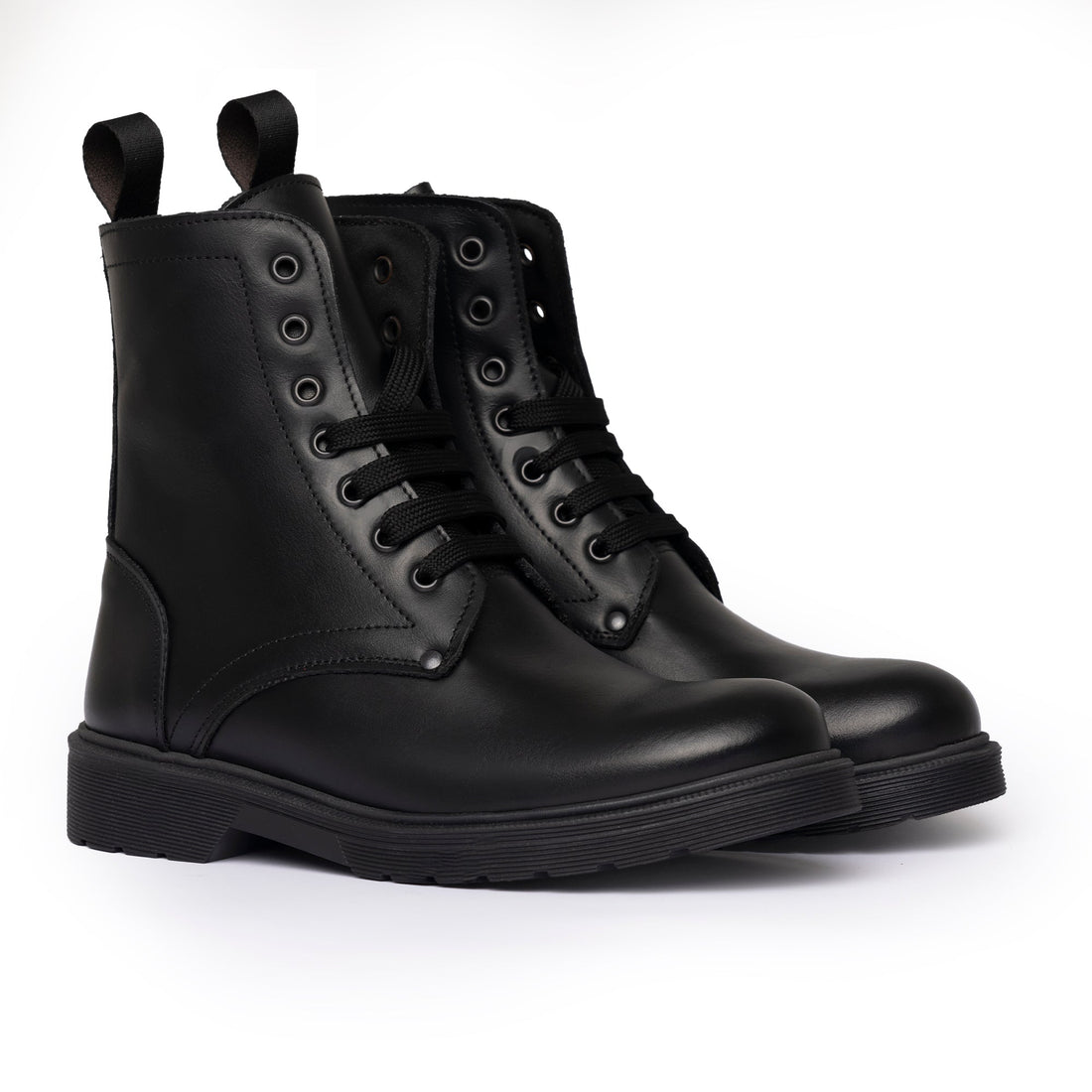 Damen-Stiefeletten aus Leder – Schwarz
