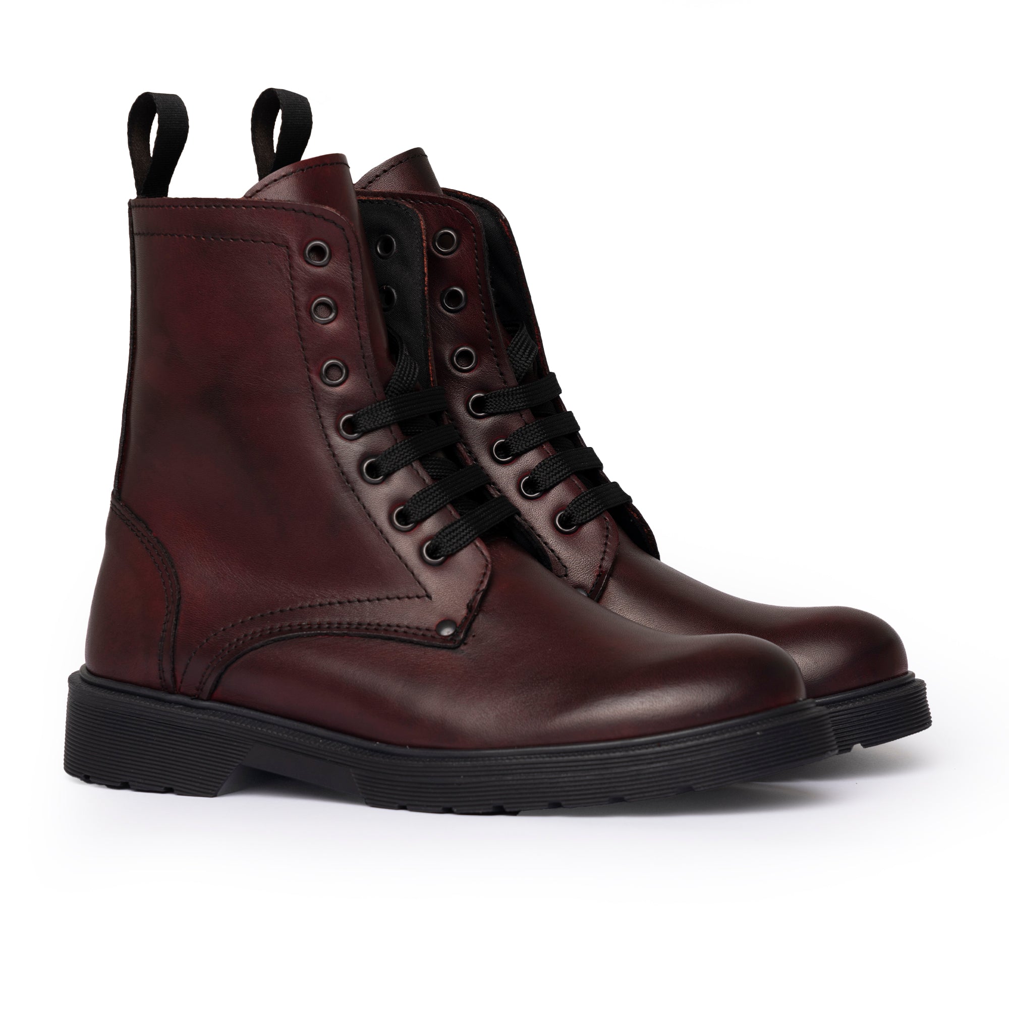 Damen-Stiefeletten aus Leder – Bordeaux
