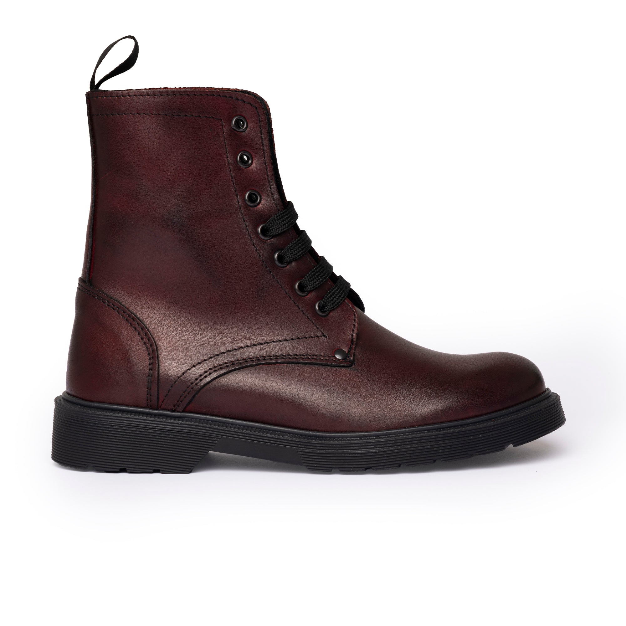 Damen-Stiefeletten aus Leder – Bordeaux