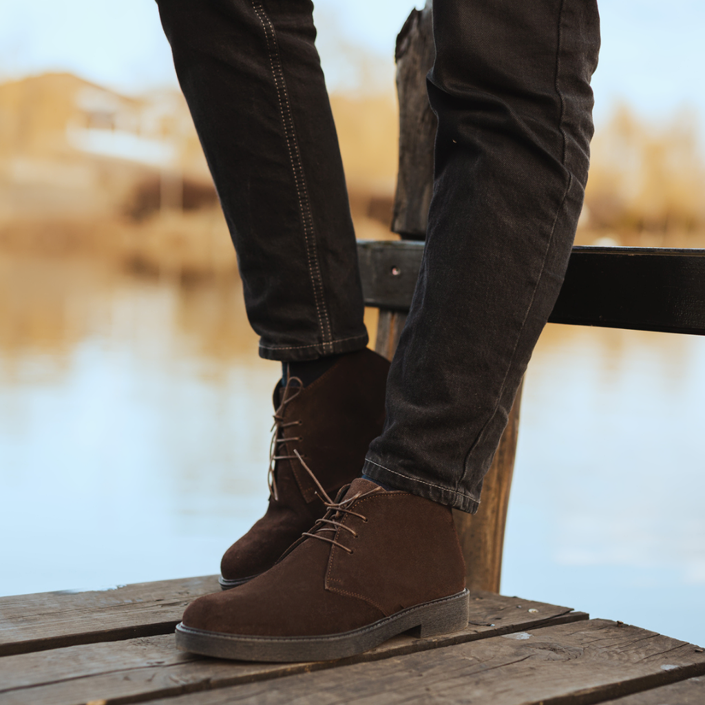 Stiefelette aus Wildleder - Dunkelbraun