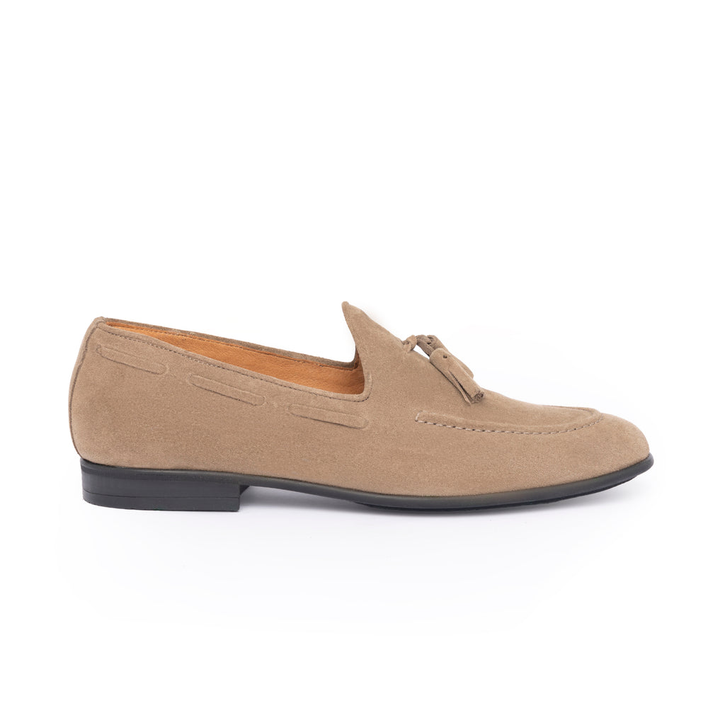Mokassins mit Schleife aus Wildleder - Taupe