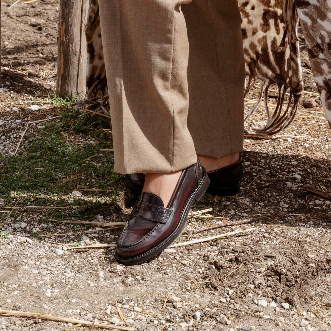 Damen-Leder-Mokassins – Bordeaux