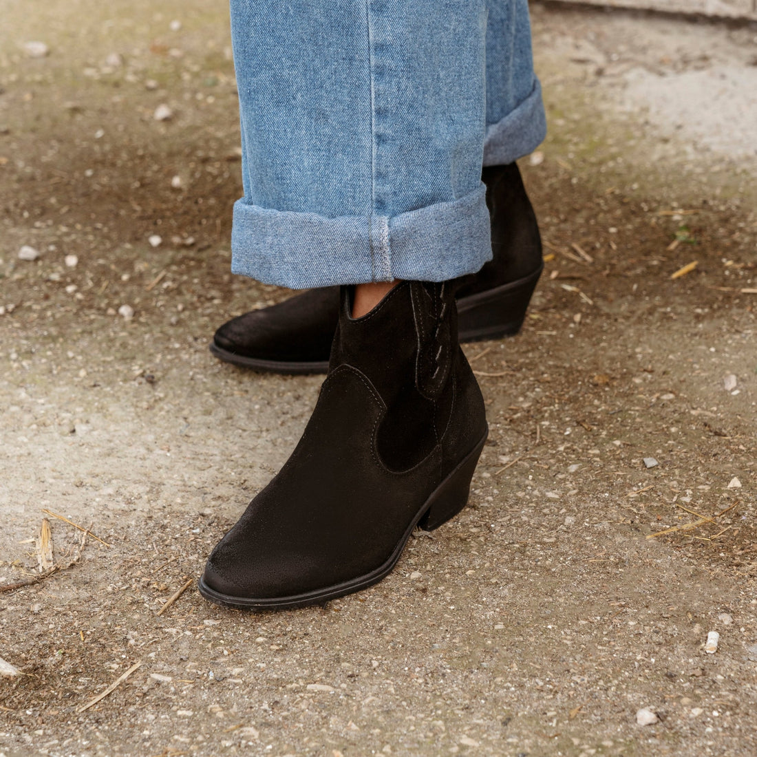Damen-Westernstiefeletten – Schwarz