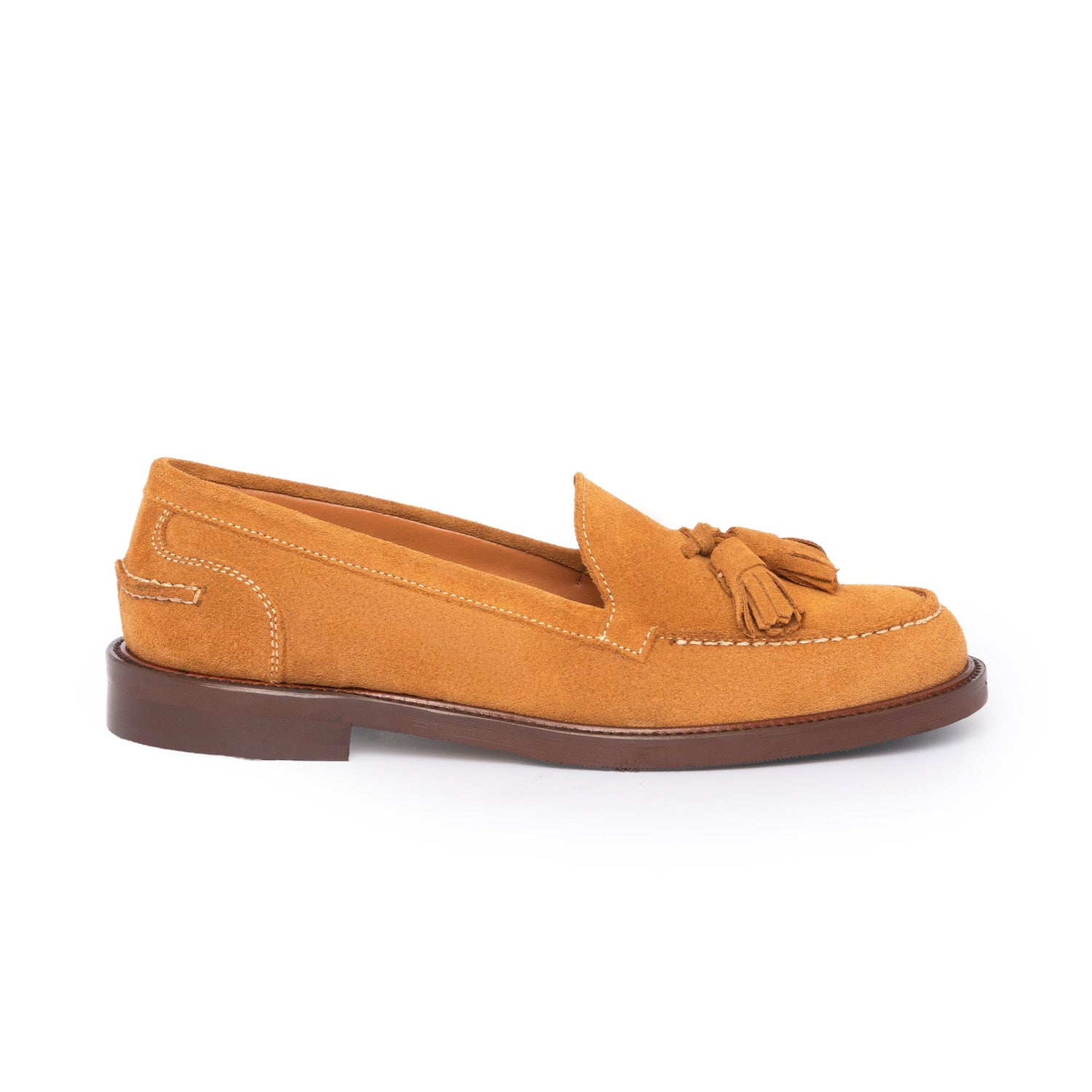 Damen-Mokassins A104PN aus Wildleder mit Schleife – Cognac
