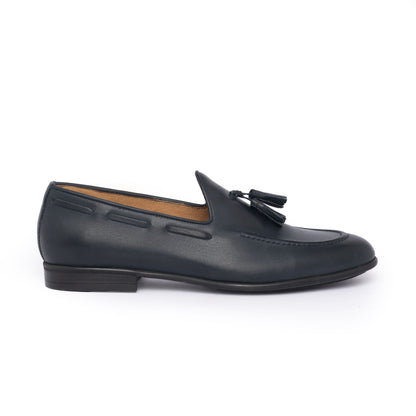 Loafer mit Schleife aus Leder – Blau