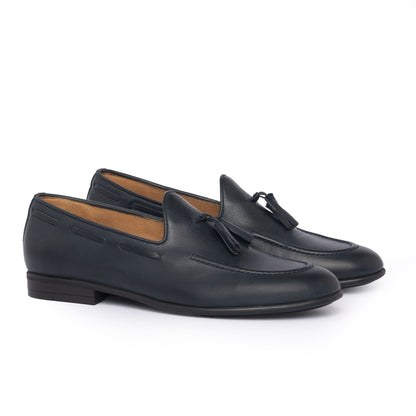 Loafer mit Schleife aus Leder – Blau