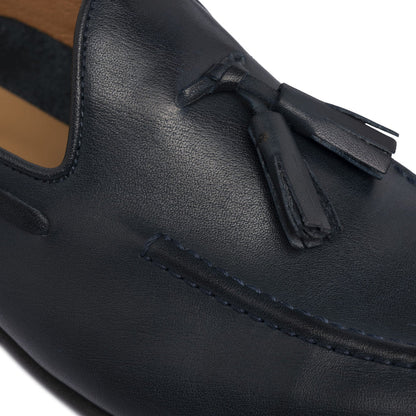 Mokassins mit Lederschleife - Blau