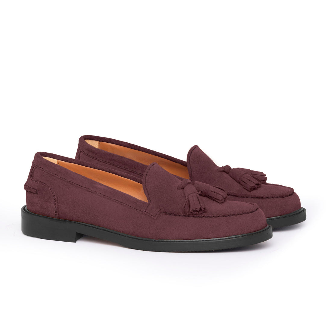 Damen-Mokassins aus Wildleder mit Schleife – Bordeaux