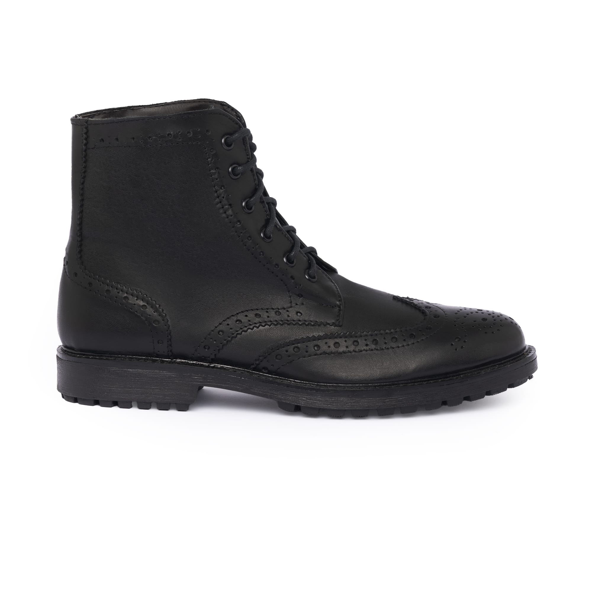 Verzierte Lederstiefeletten – Schwarz