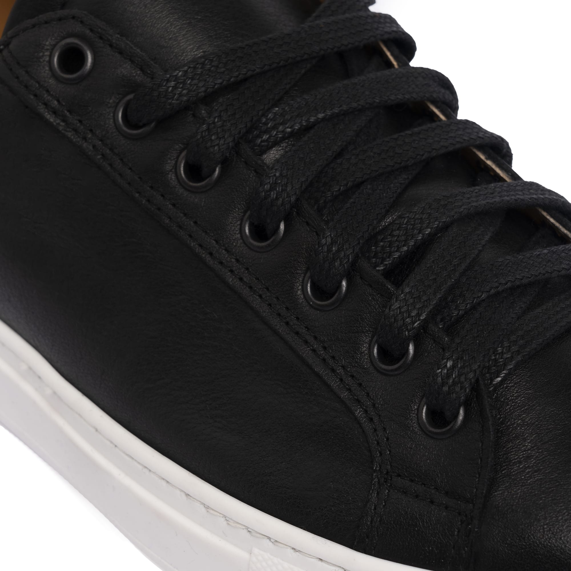 Damen-Leder-Sneakers – Schwarz