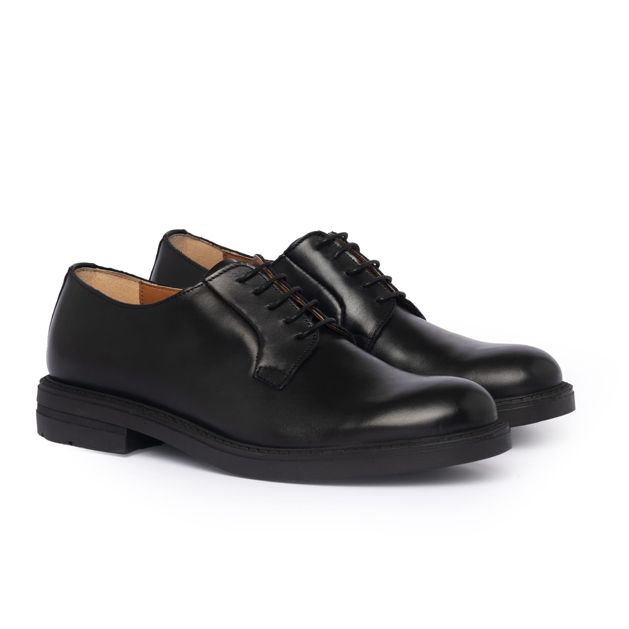 Derby-Schnürschuhe aus Leder – Schwarz