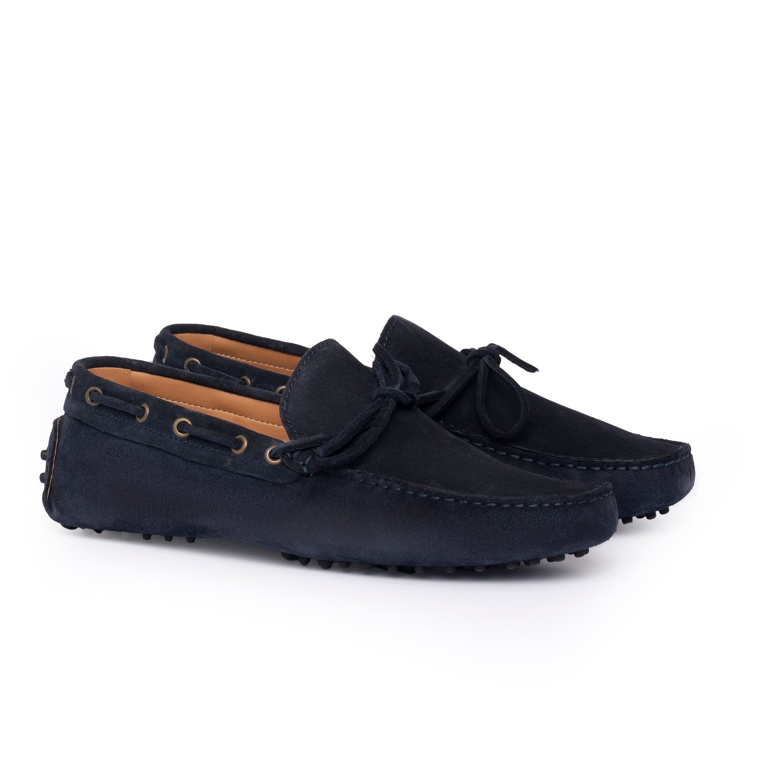 Mokassins mit Gummisohle aus Wildleder – Blau