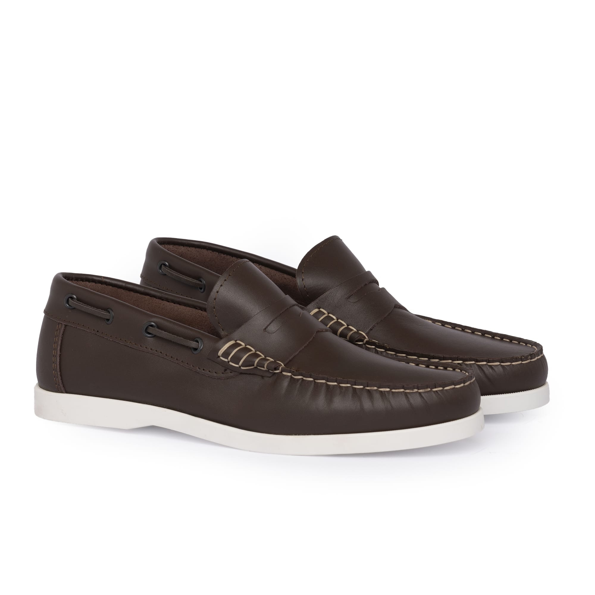 Bootsschuhe Barca 02 mit Riemchen aus Leder – Dunkelbraun
