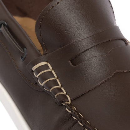 Bootsschuhe Barca 02 mit Riemchen aus Leder – Dunkelbraun