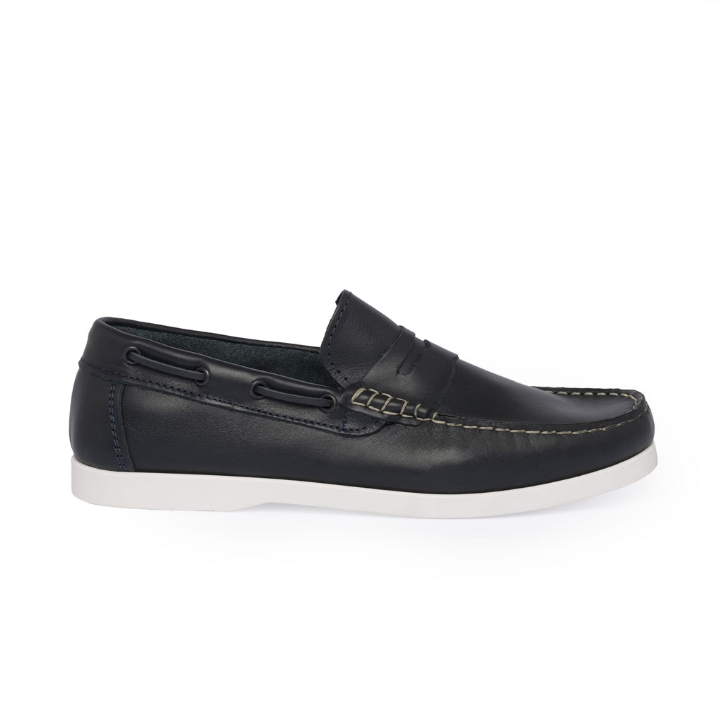 Blau 02 Leder Bootsschuhe mit Bendina