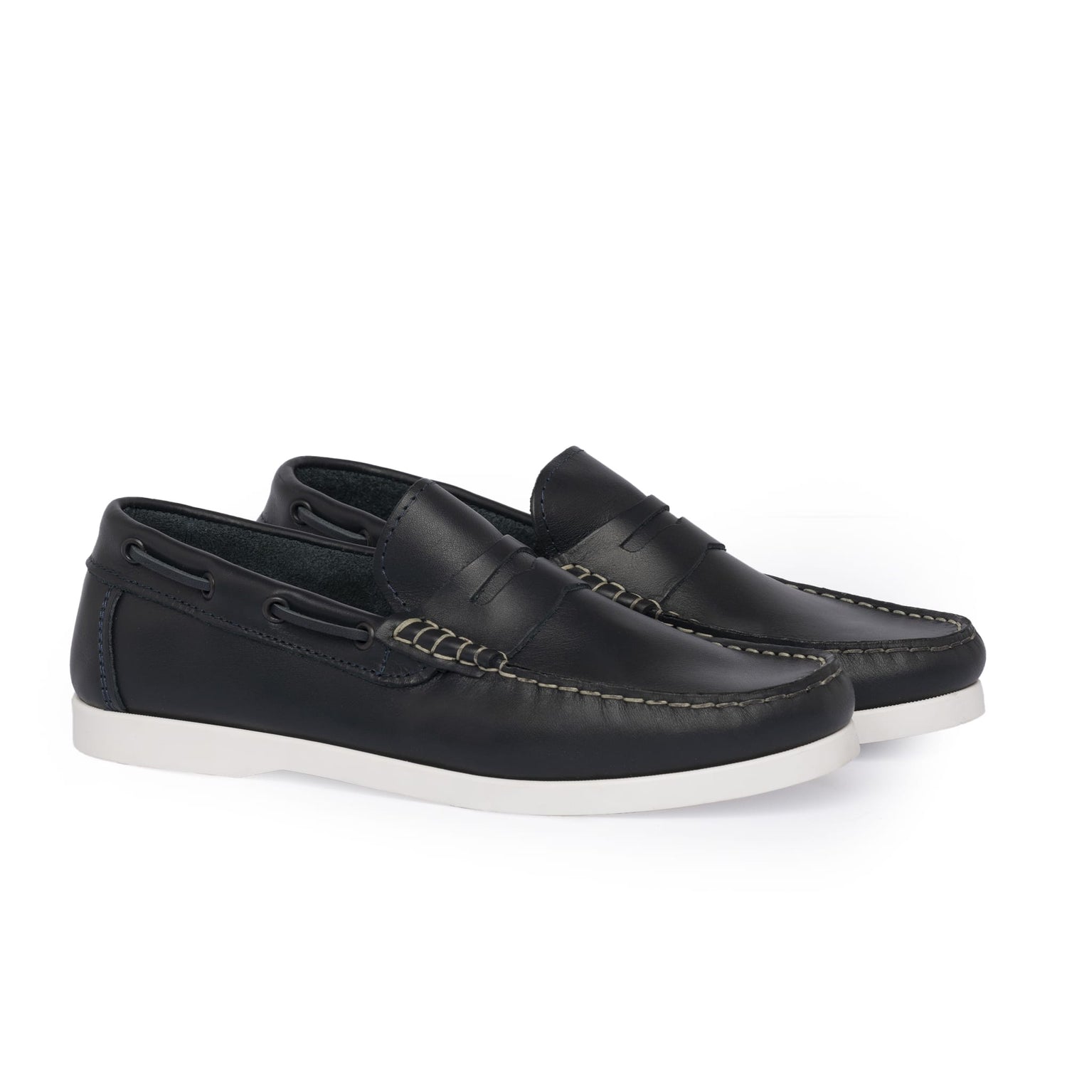 Bootsschuhe Barca 02 mit Riemchen aus Leder – Blau