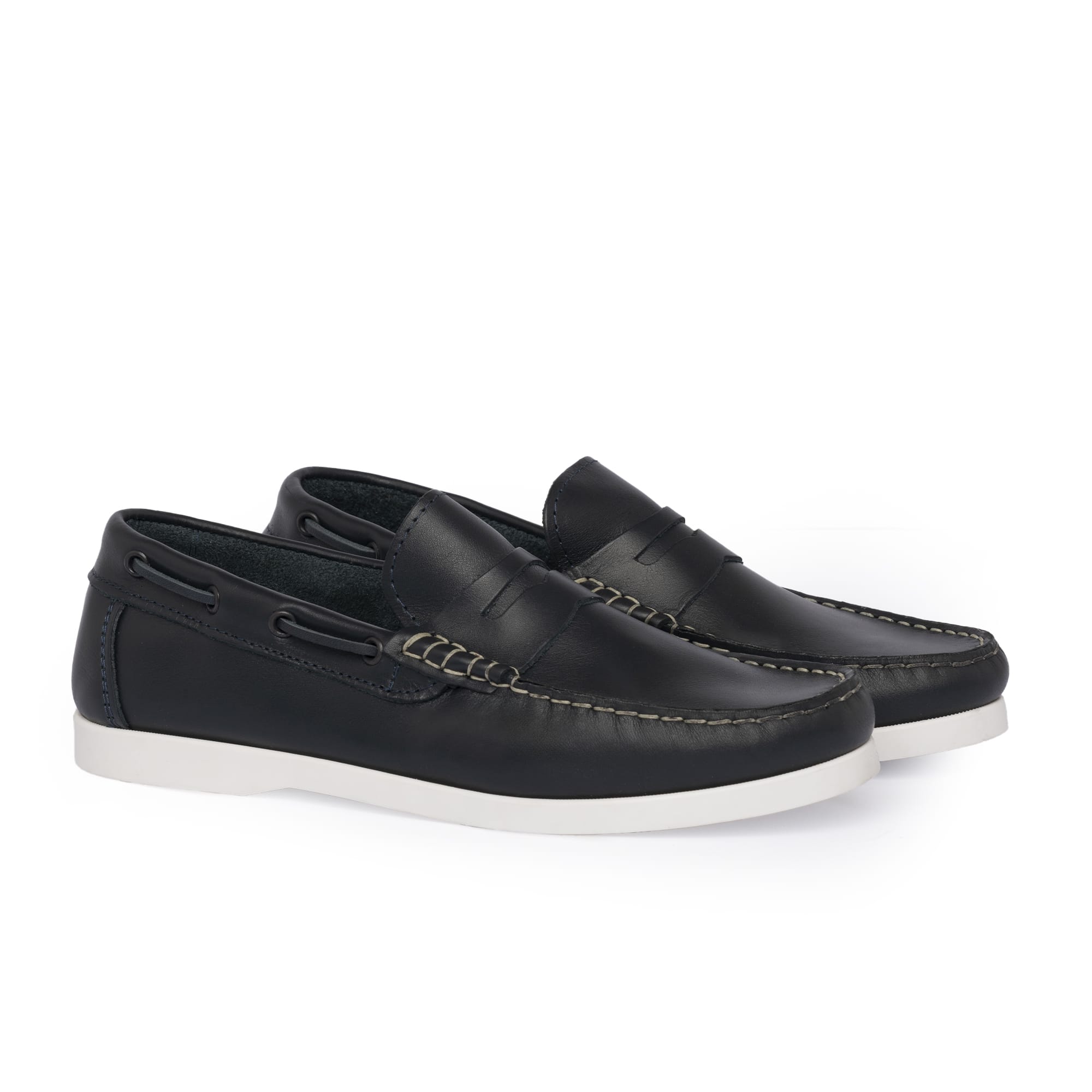 Bootsschuhe Barca 02 mit Riemchen aus Leder – Blau