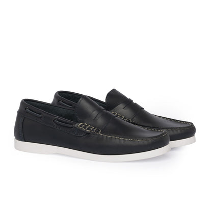 Bootsschuhe Barca 02 mit Riemchen aus Leder – Blau