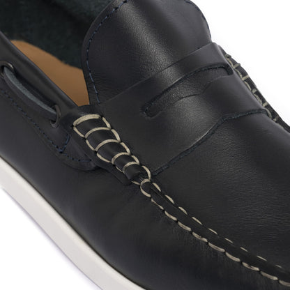 Bootsschuhe Barca 02 mit Riemchen aus Leder – Blau