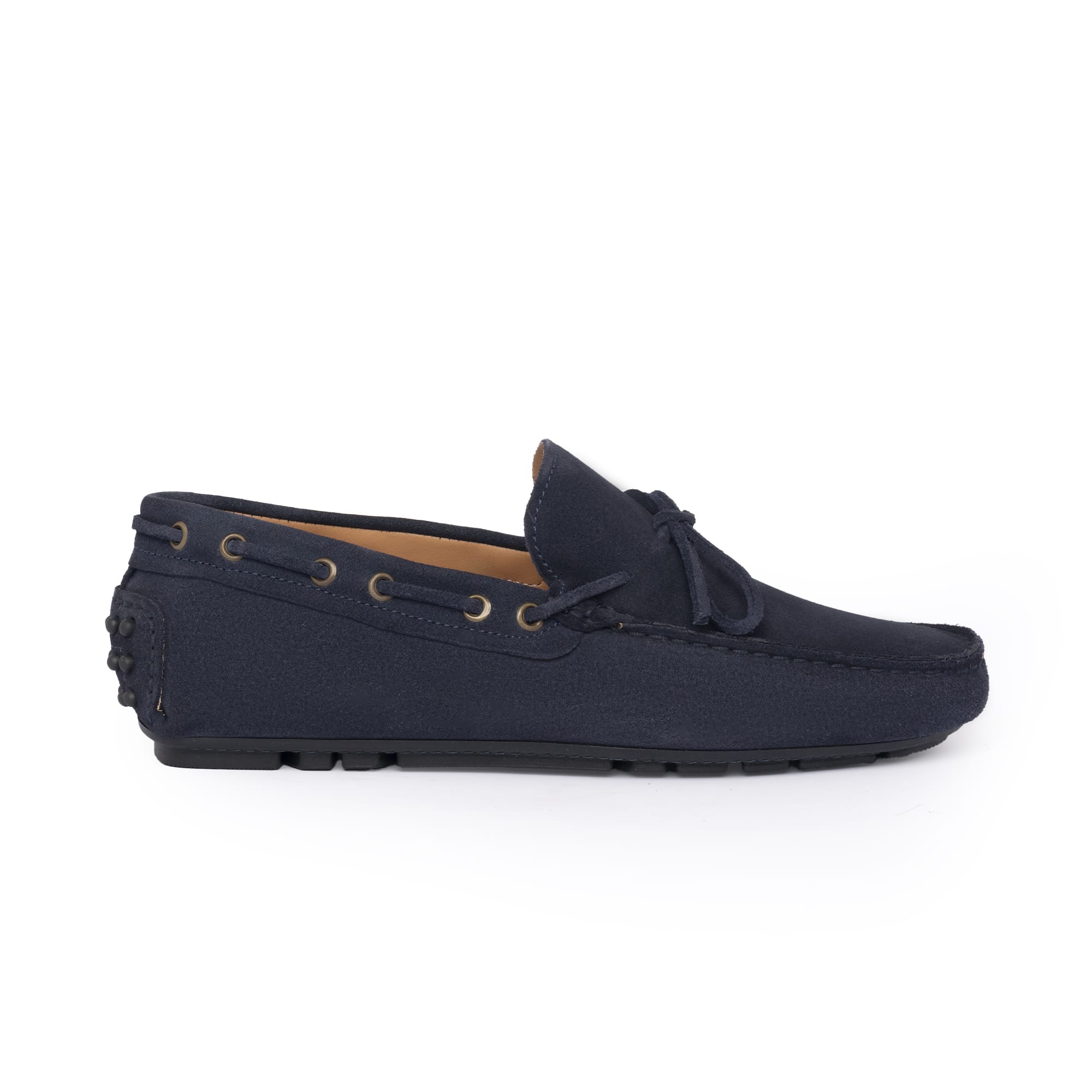 Mokassins mit Gummisohle F.2 aus Wildleder – Blau