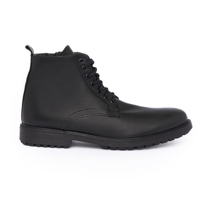 Glatte Lederstiefeletten – Schwarz