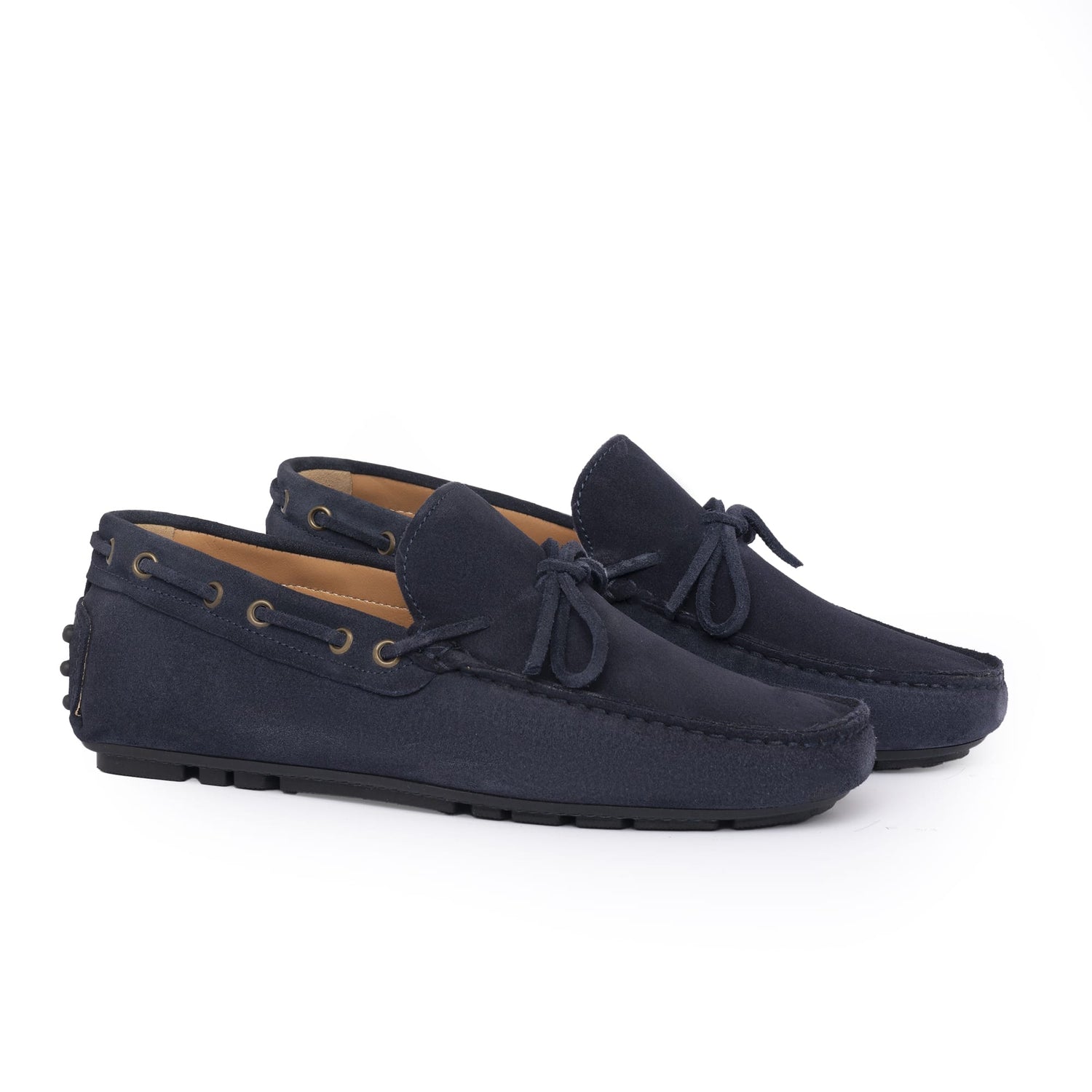 Mokassins mit Gummisohle F.2 aus Wildleder – Blau