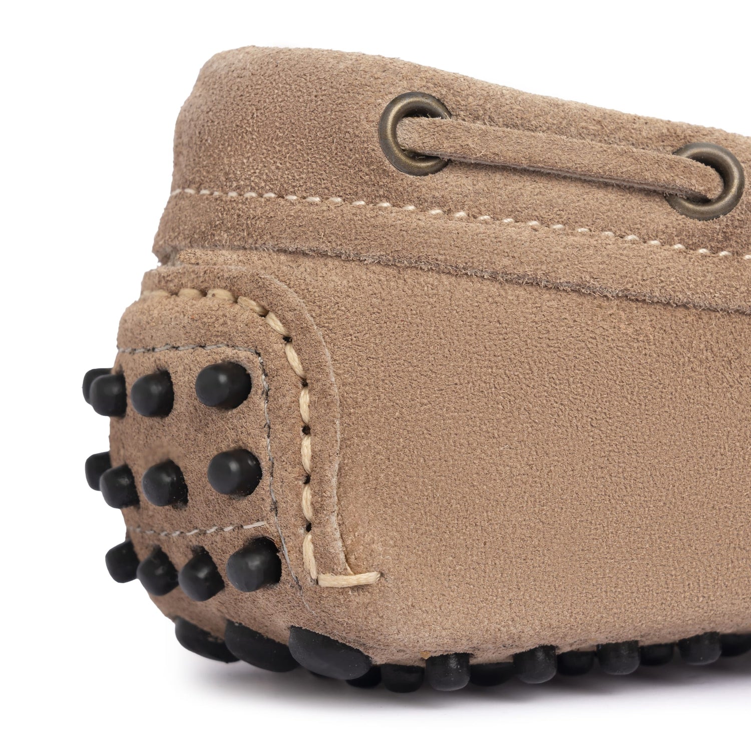 Damen-Mokassins mit Gummisohle aus Wildleder – Taupe