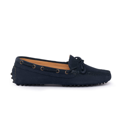 Damen-Mokassins mit Gummisohle aus Wildleder – Blau
