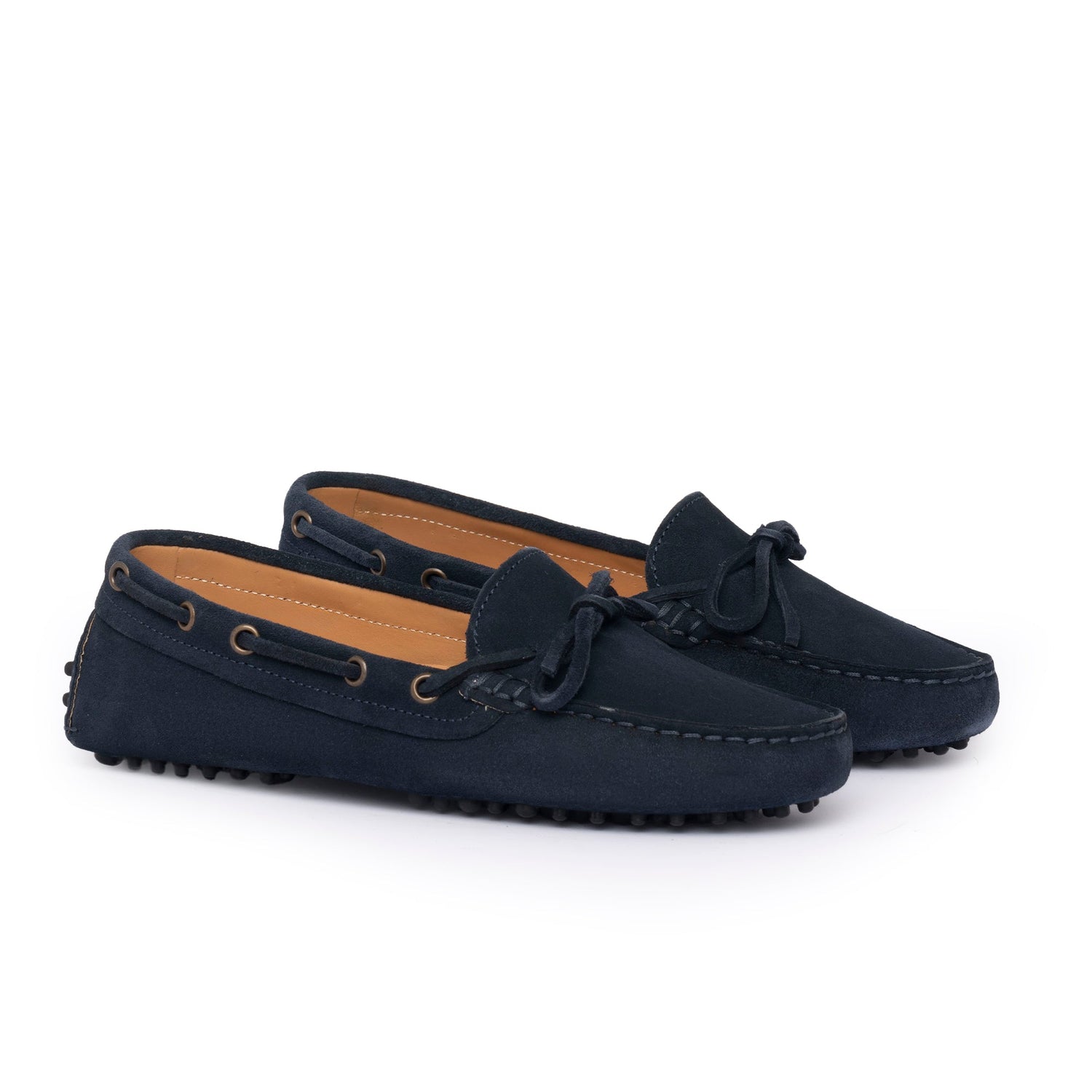 Damen-Mokassins mit Gummisohle aus Wildleder – Blau