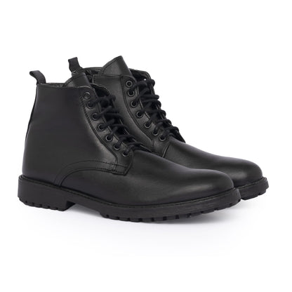 Glatte Lederstiefeletten – Schwarz