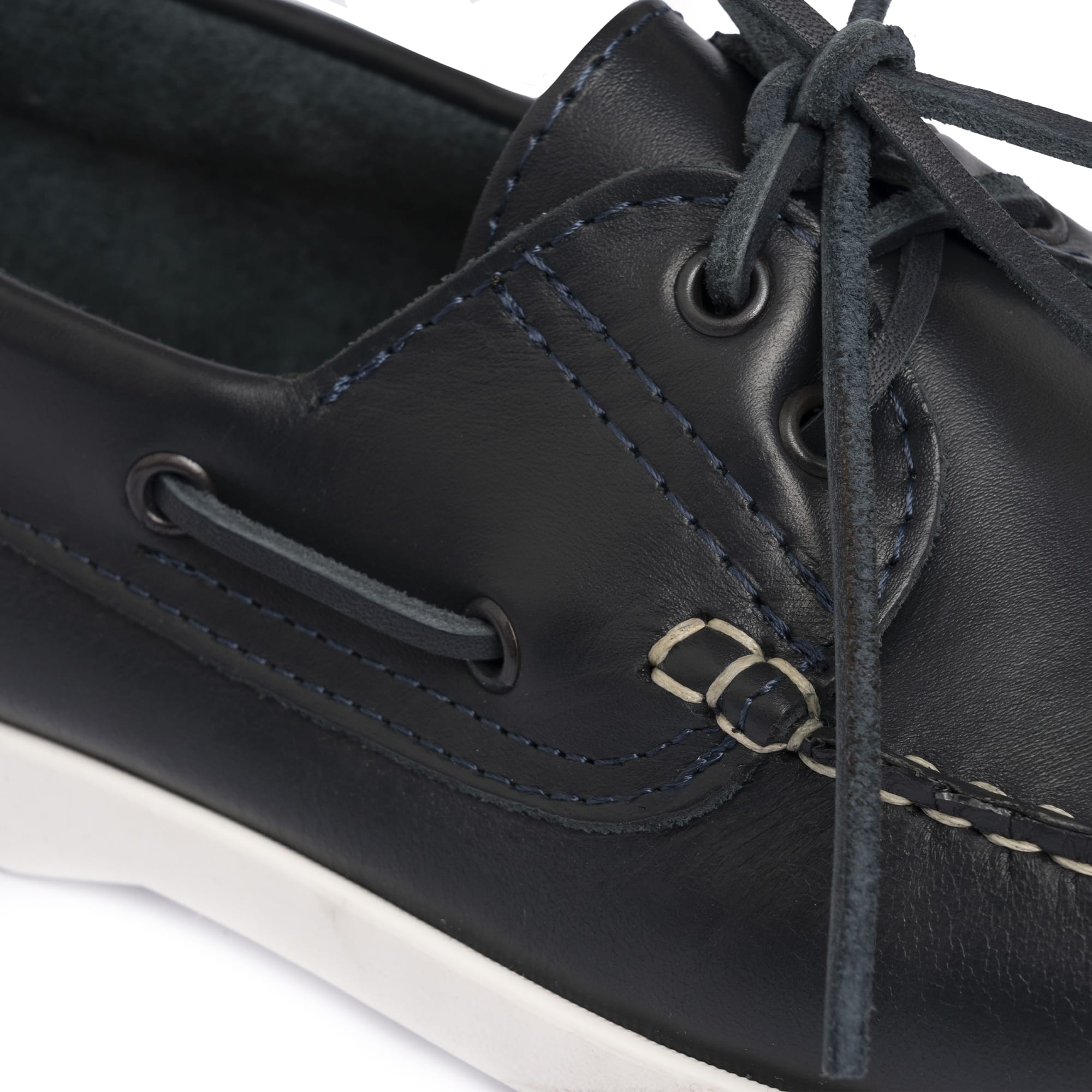 Bootsschuhe Barca 01 mit Schnürsenkeln aus Leder – Blau