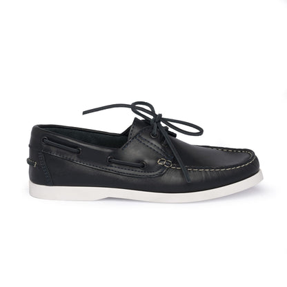Bootsschuhe Barca 01 mit Schnürsenkeln aus Leder – Blau
