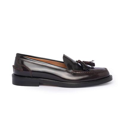 Damen-Leder-Mokassins A104PN mit Schleife – Bordeaux