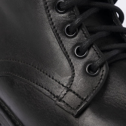Glattleder-Stiefeletten - Schwarz