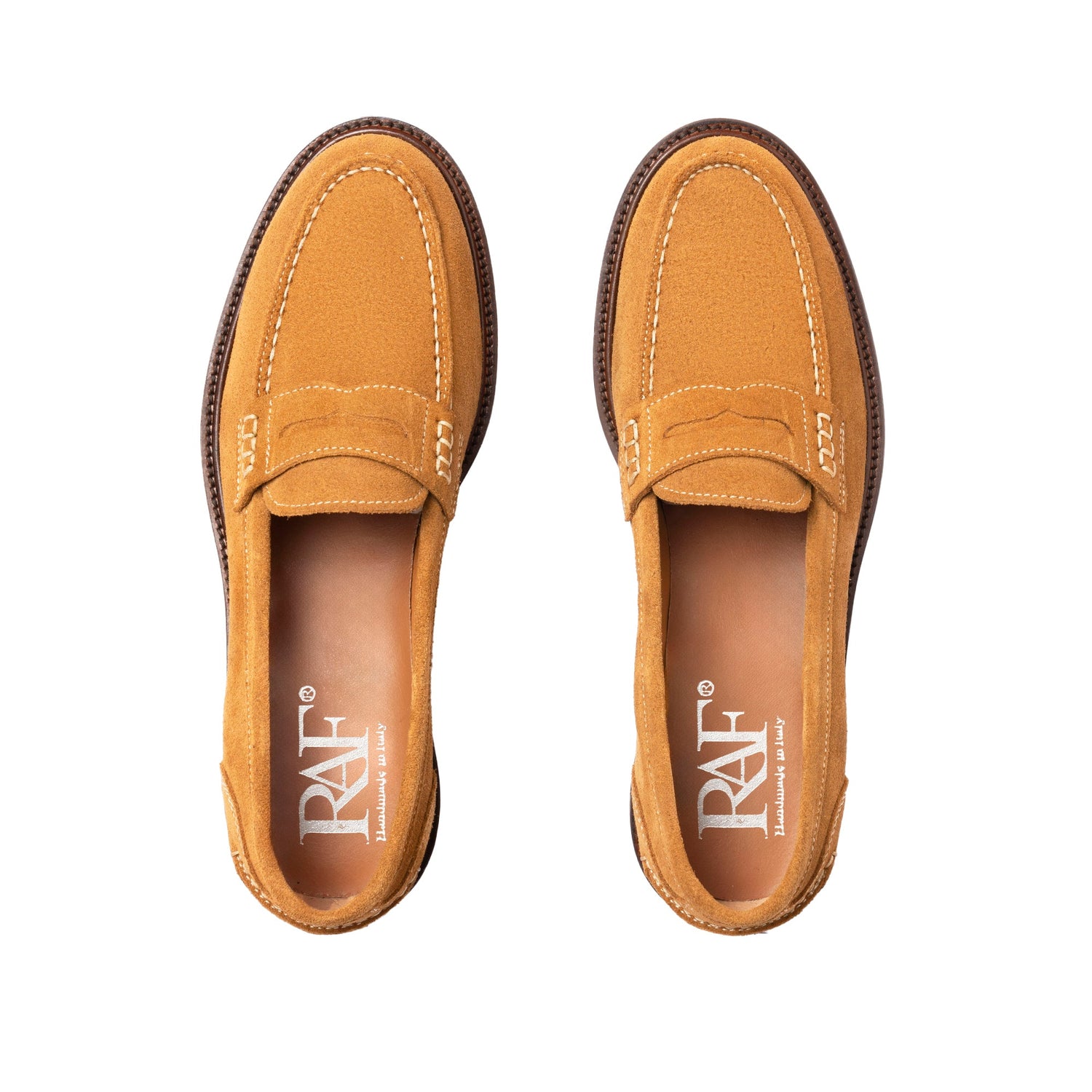 Damen-Mokassins aus Wildleder – Cognac