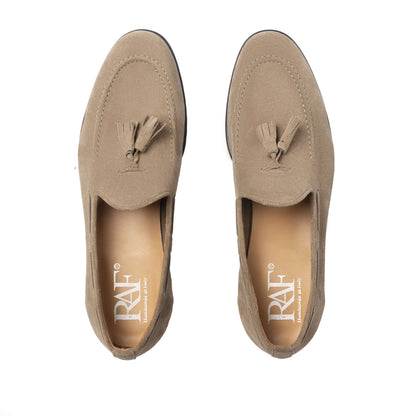 Loafer mit Schleife aus Wildleder – Taupe