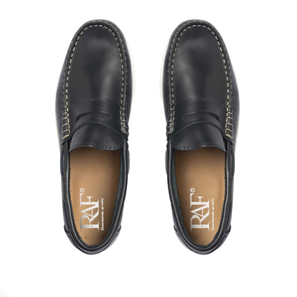 Bootsschuhe Barca 02 mit Riemchen aus Leder – Blau