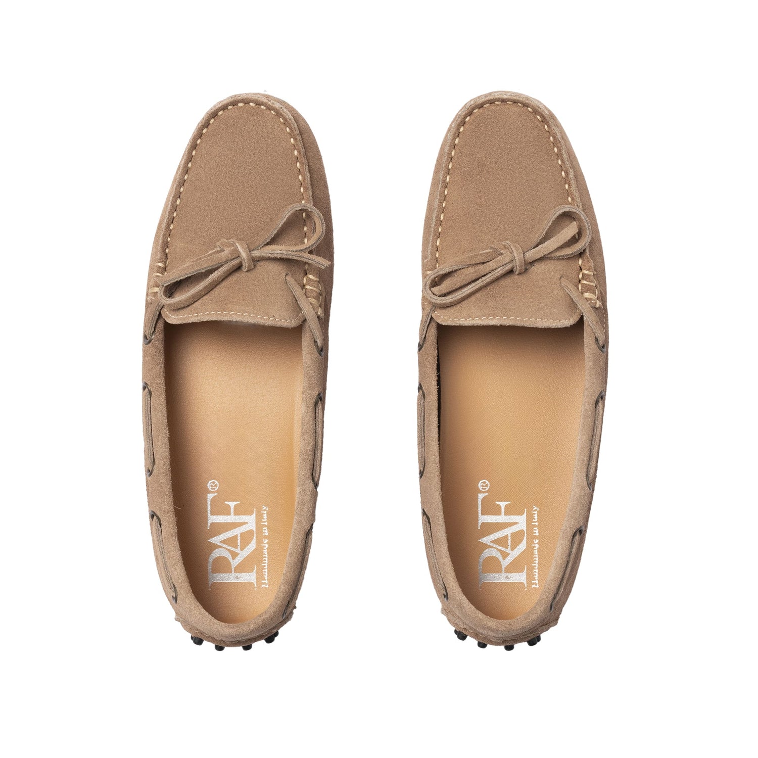 Damen-Mokassins mit Gummisohle aus Wildleder – Taupe