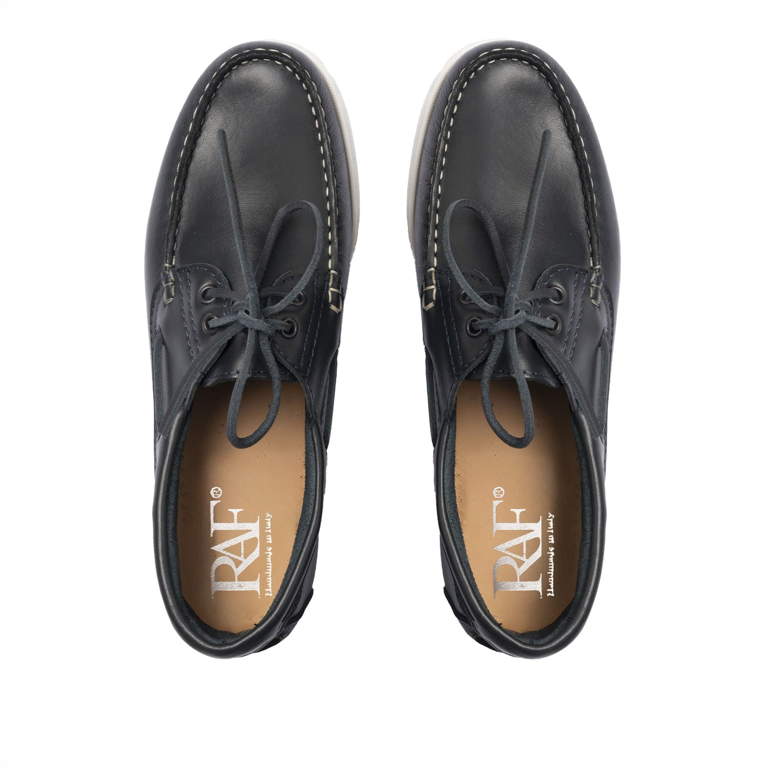 Bootsschuhe Barca 01 mit Schnürsenkeln aus Leder – Blau