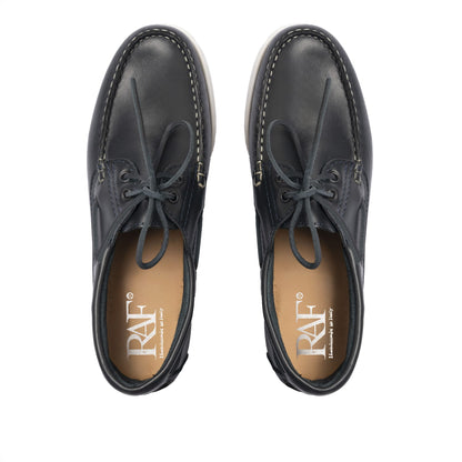 Bootsschuhe Barca 01 mit Schnürsenkeln aus Leder – Blau