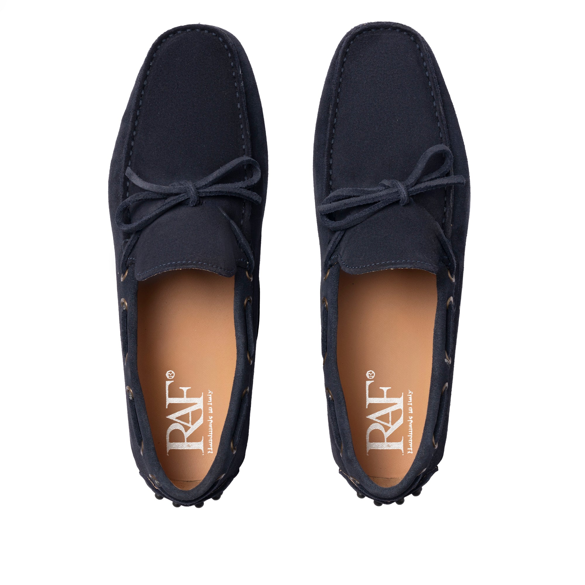 Mokassins mit Gummisohle aus Wildleder – Blau