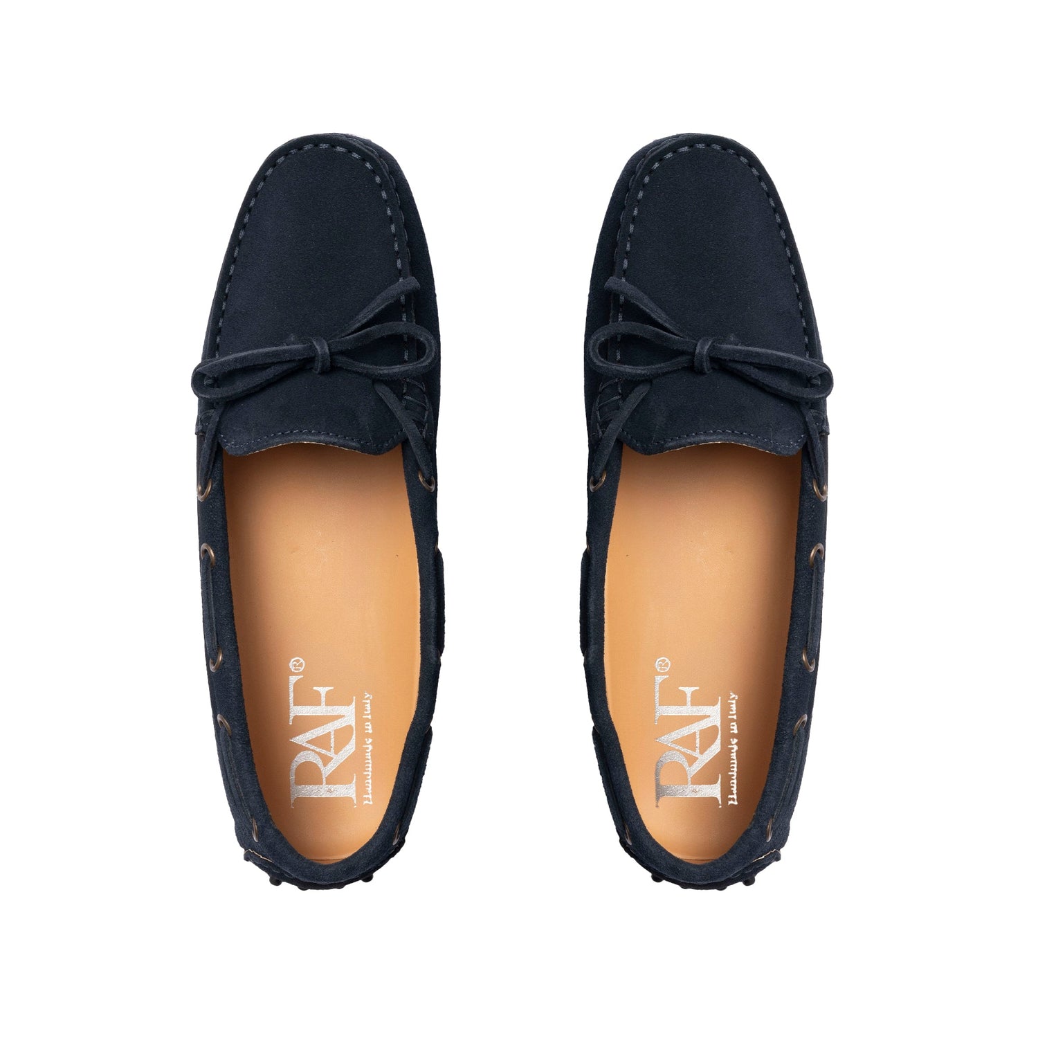 Damen-Mokassins mit Gummisohle aus Wildleder – Blau