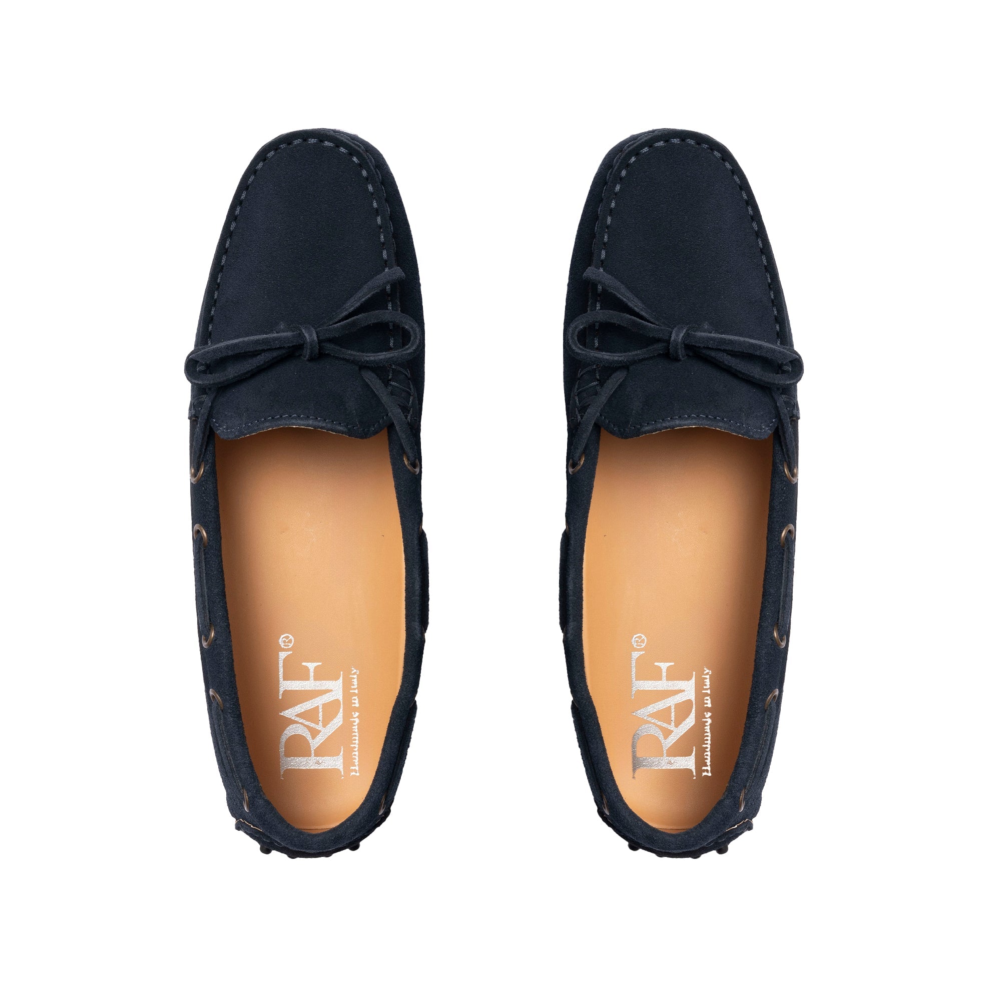 Damen-Mokassins mit Gummisohle aus Wildleder – Blau
