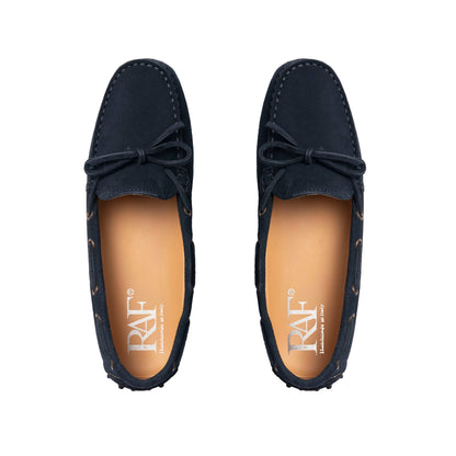 Damen-Mokassins mit Gummisohle aus Wildleder – Blau