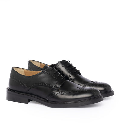 Damen-Oxfords aus gebürstetem Leder – Schwarz