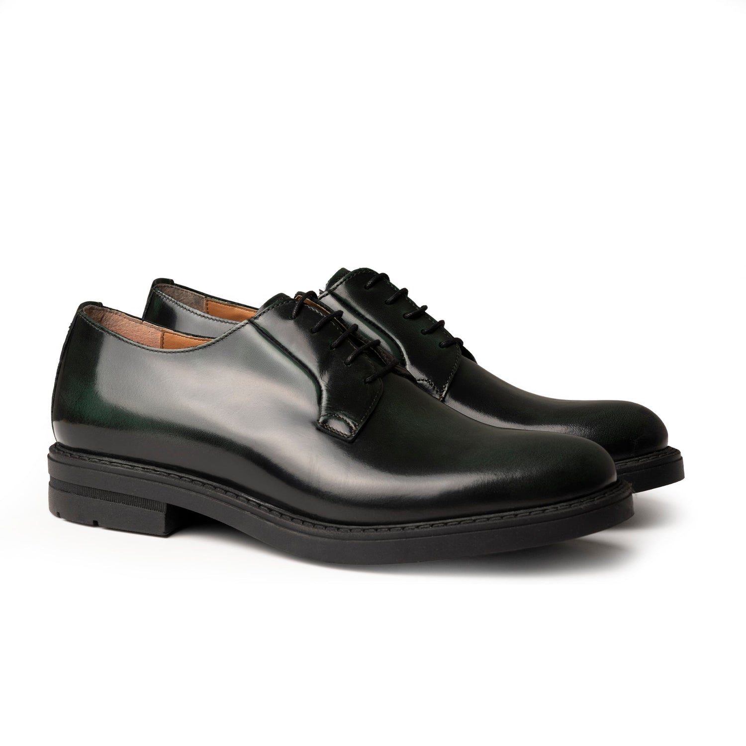 Derby-Schnürschuhe aus Leder – Grün